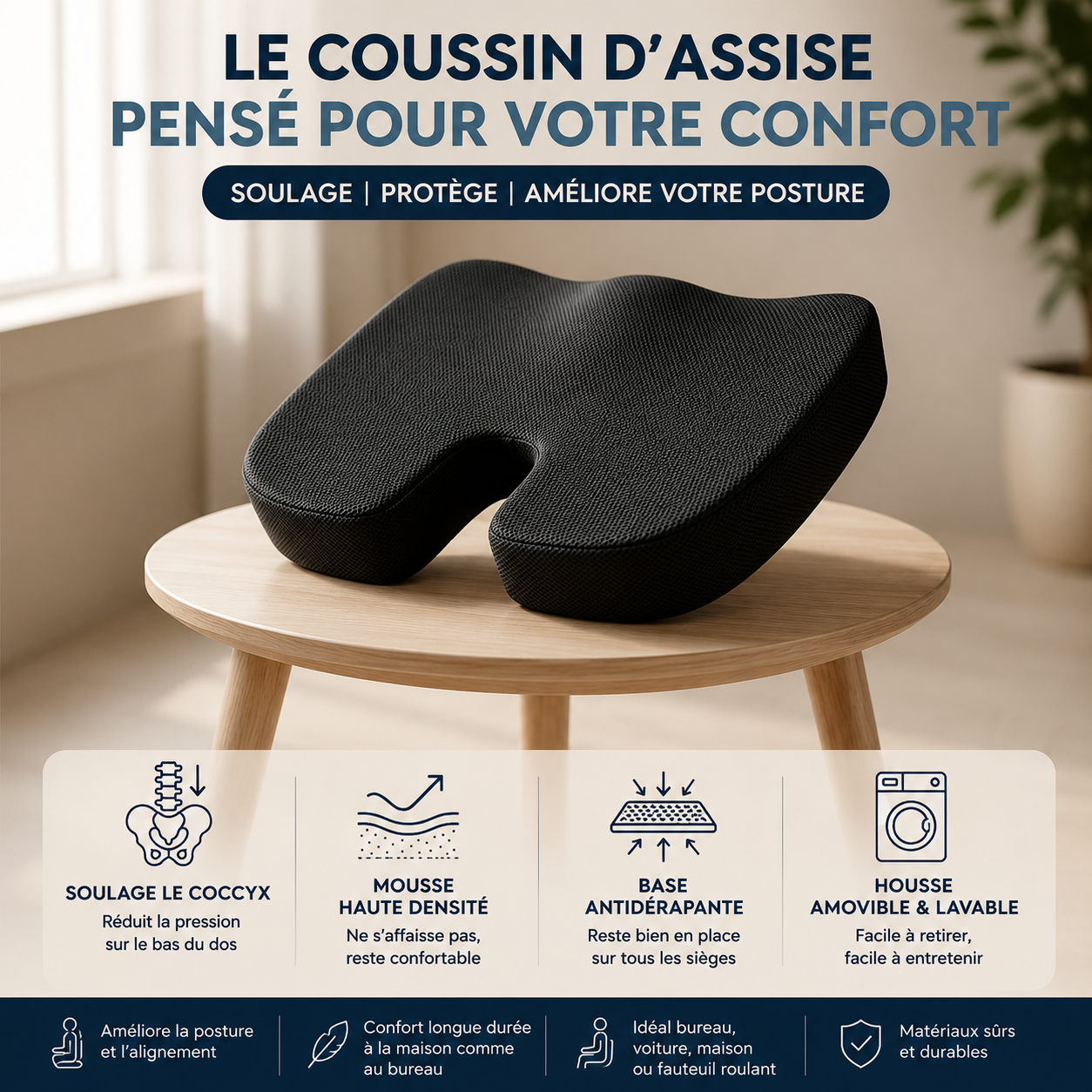 Coussin de confort d'assise | Reluvia — Pour les longues heures assises