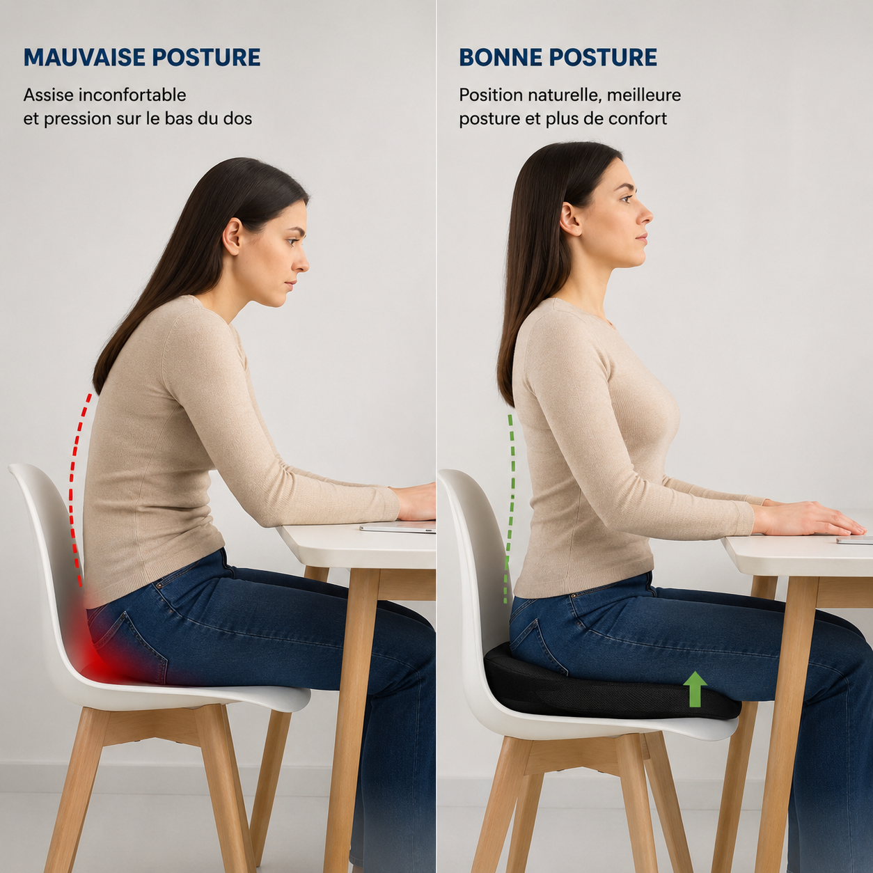 Coussin de confort d'assise | Reluvia — Pour les longues heures assises