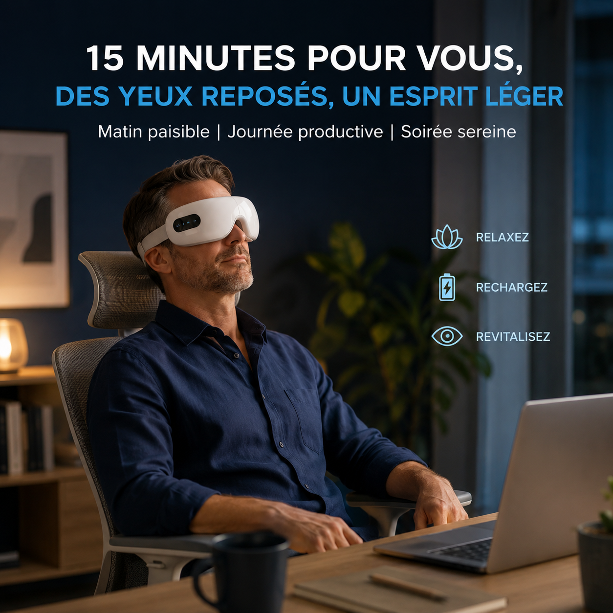 Masque oculaire massant | Reluvia — Détente et pause écran pour vos yeux